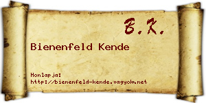 Bienenfeld Kende névjegykártya